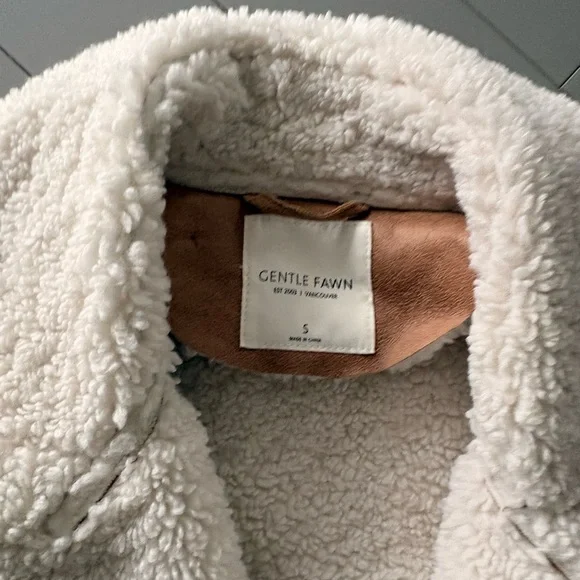 Gentle Fawn Sherpa-Lined Suede Aviator Jacket in Tan - Picture 5 of 8